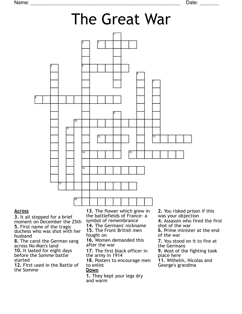 The Great War Crossword