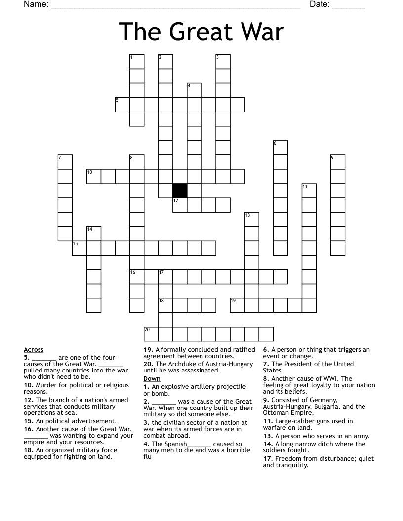 The Great War Crossword