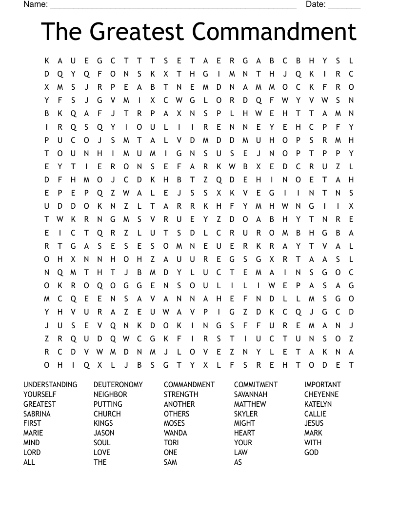 The Greatest Commandment Word Search
