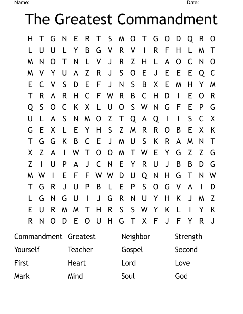 The Greatest Commandment Word Search
