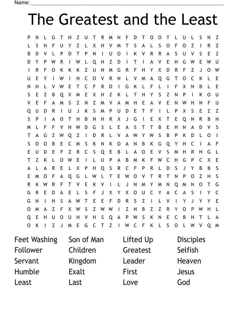 The Greatest and the Least Word Search
