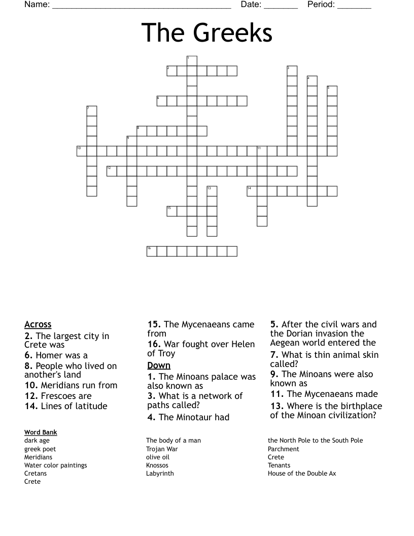 The Greeks Crossword