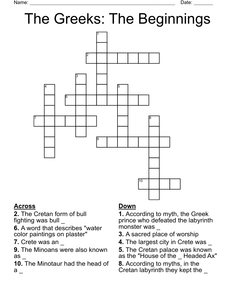 The Greeks: The Beginnings Crossword