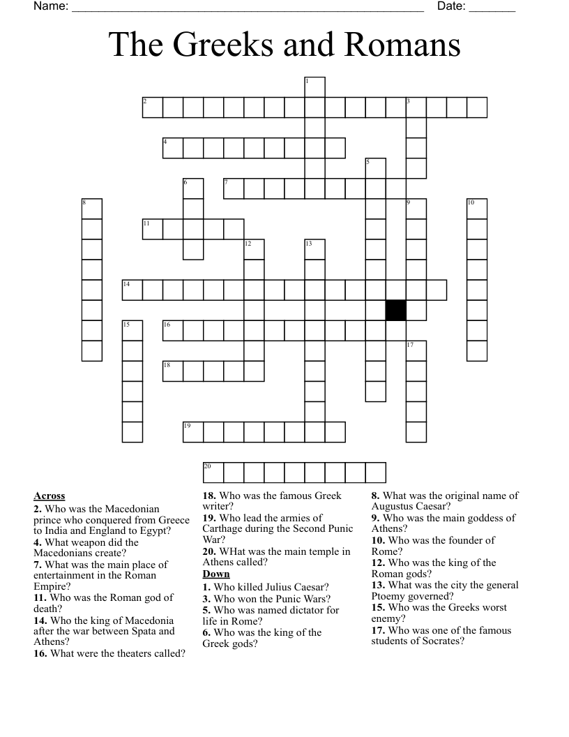 The Greeks and Romans Crossword