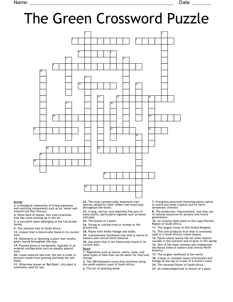 The Green Crossword Puzzle