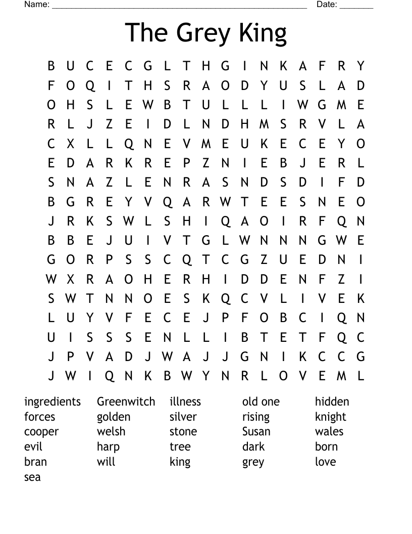The Grey King Word Search