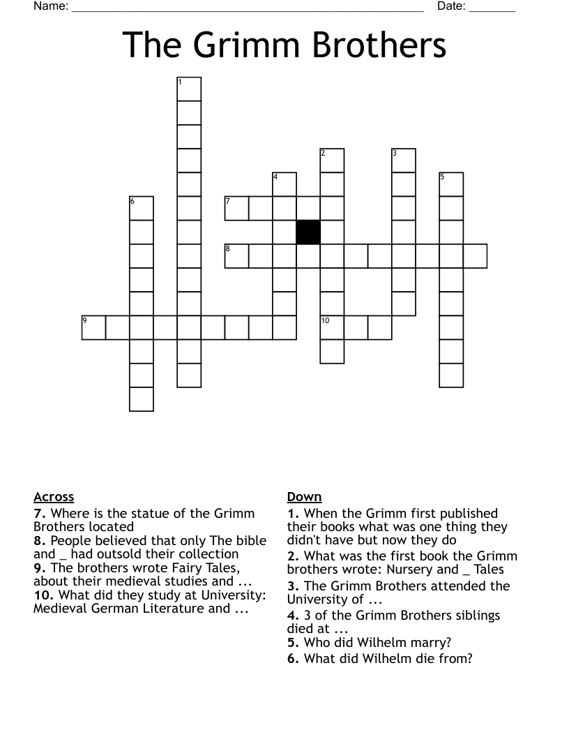 The Grimm Brothers Crossword