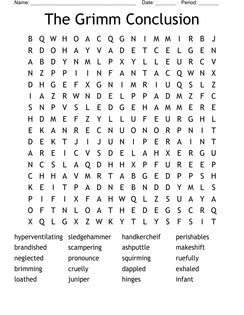 The Grimm Conclusion  Word Search