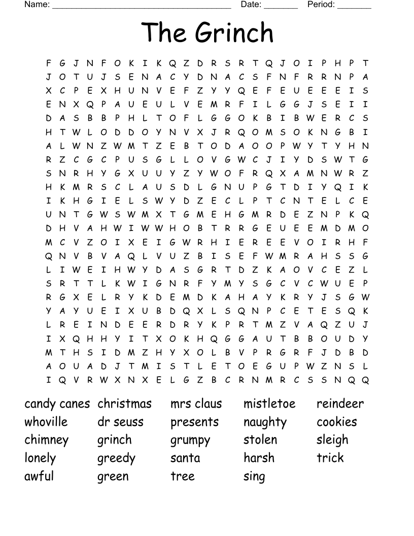 The Grinch Word Search