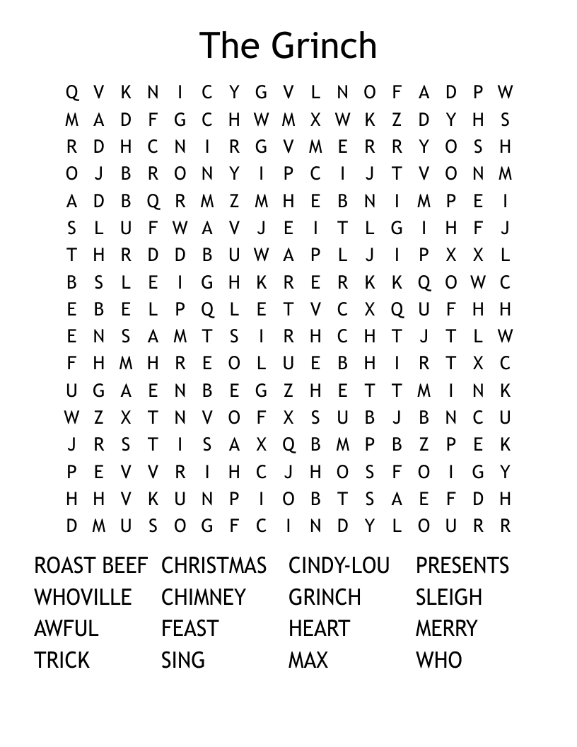 The Grinch Word Search