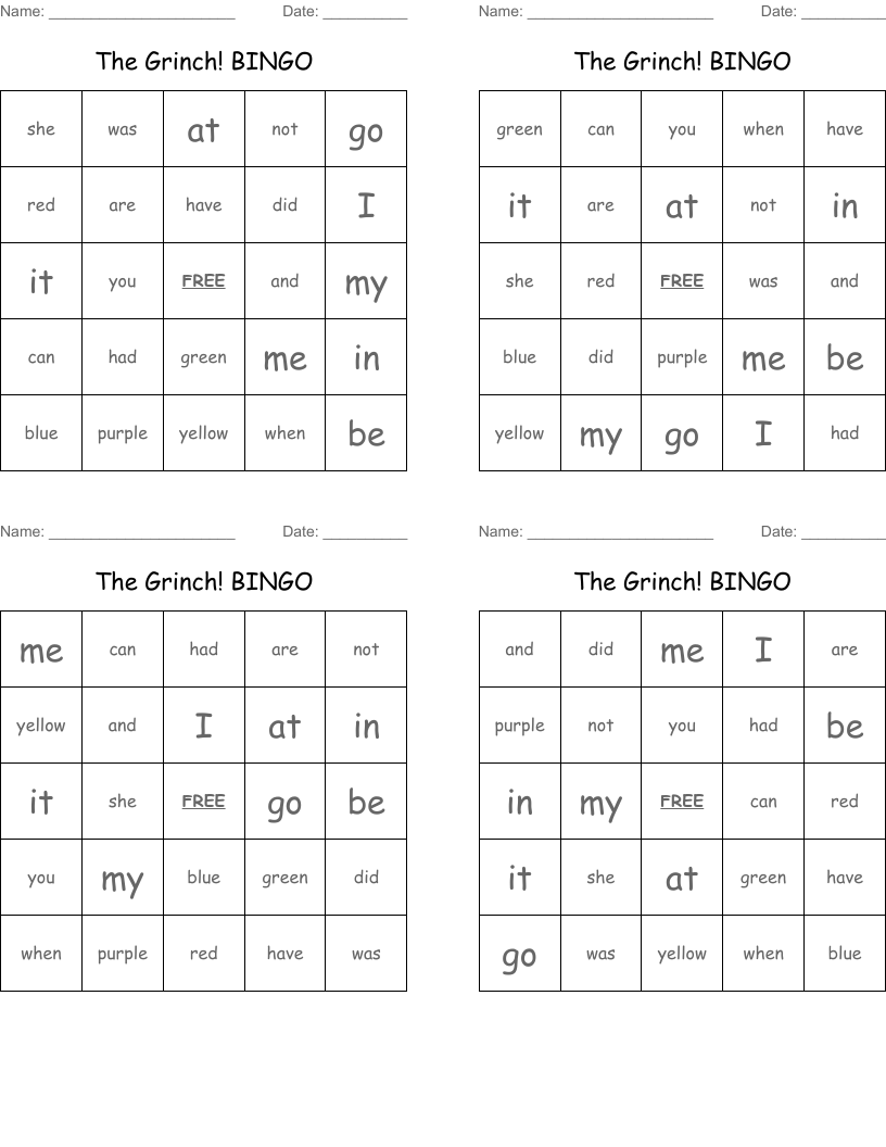 The Grinch! BINGO