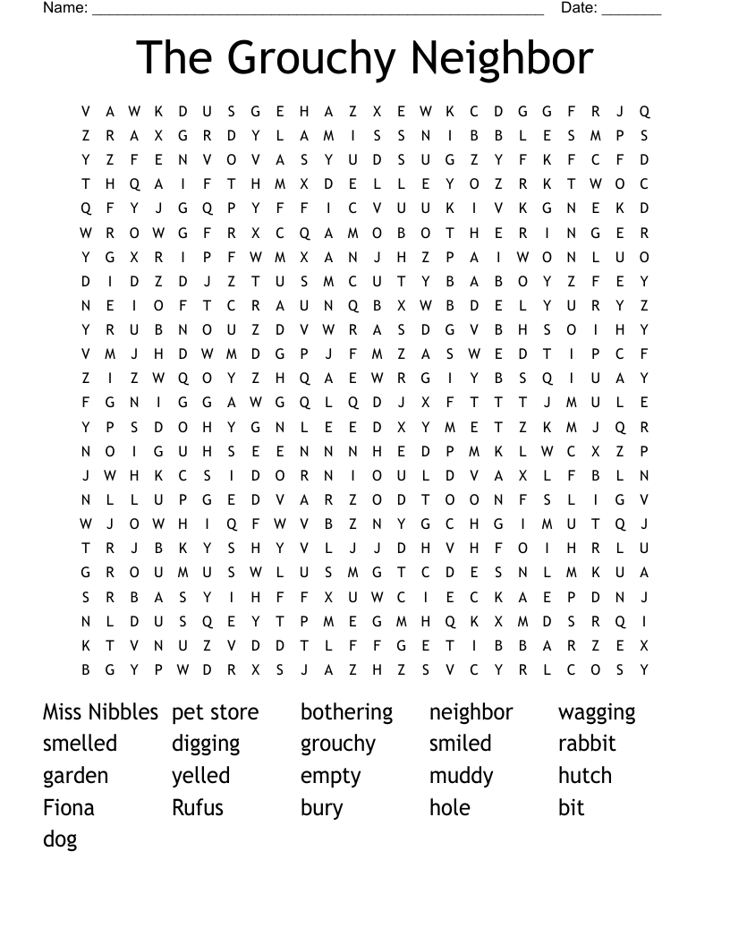 The Grouchy Neighbor Word Search