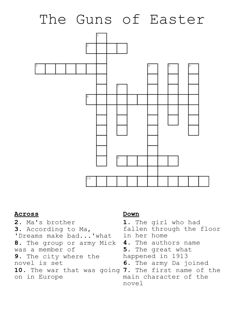 The Guns of Easter Crossword