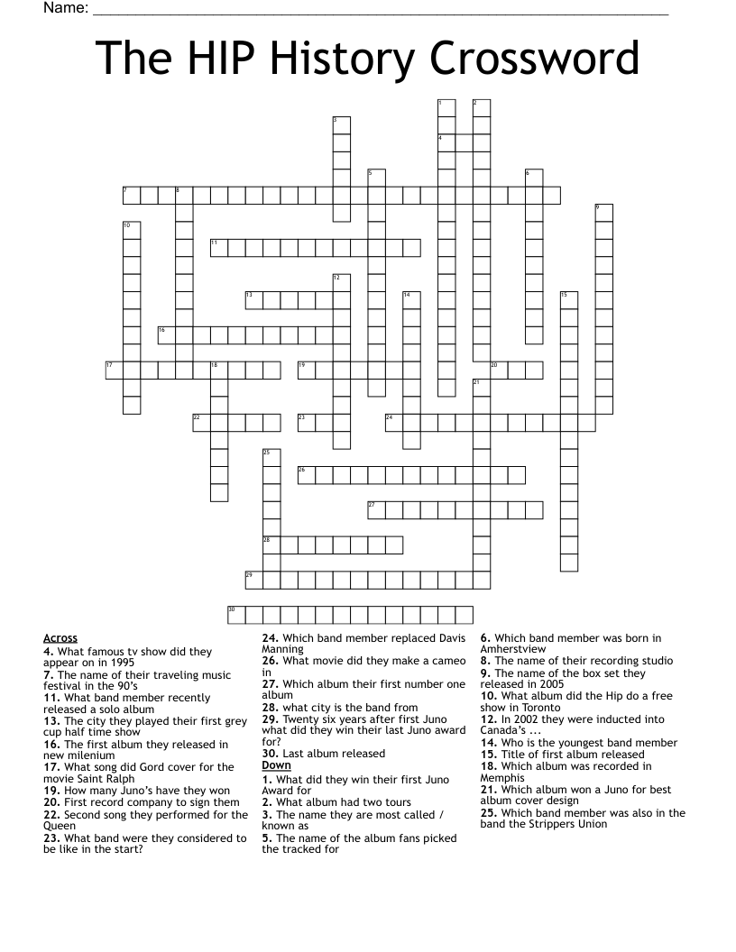 The HIP History Crossword