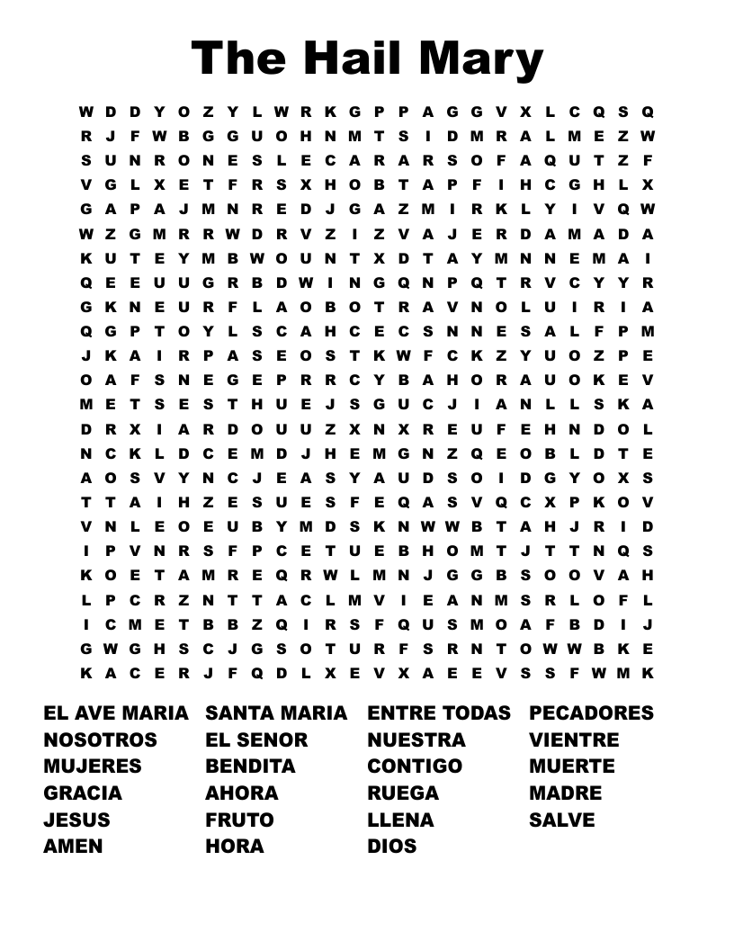 The Hail Mary Word Search