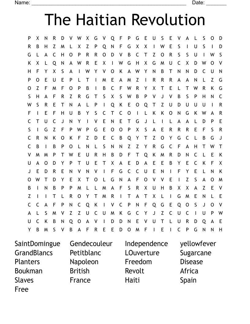 The Haitian Revolution Word Search