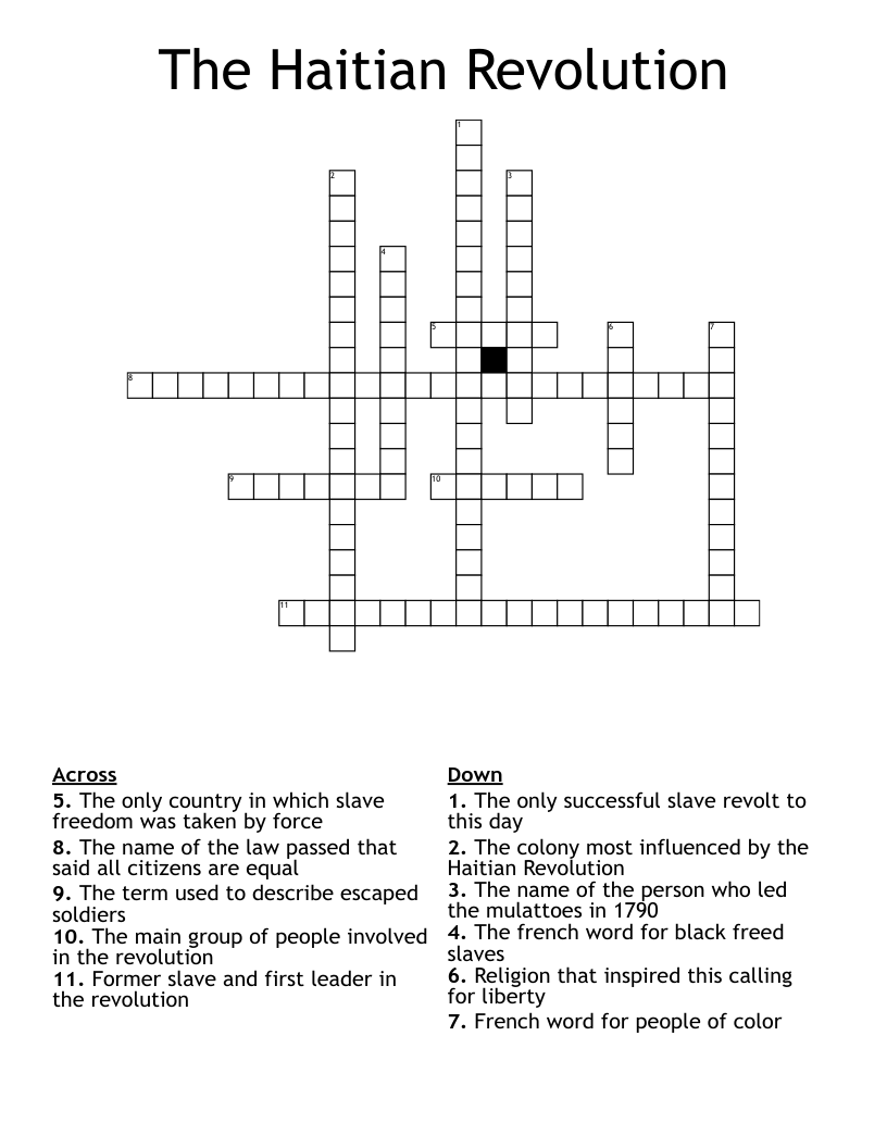 The Haitian Revolution  Crossword