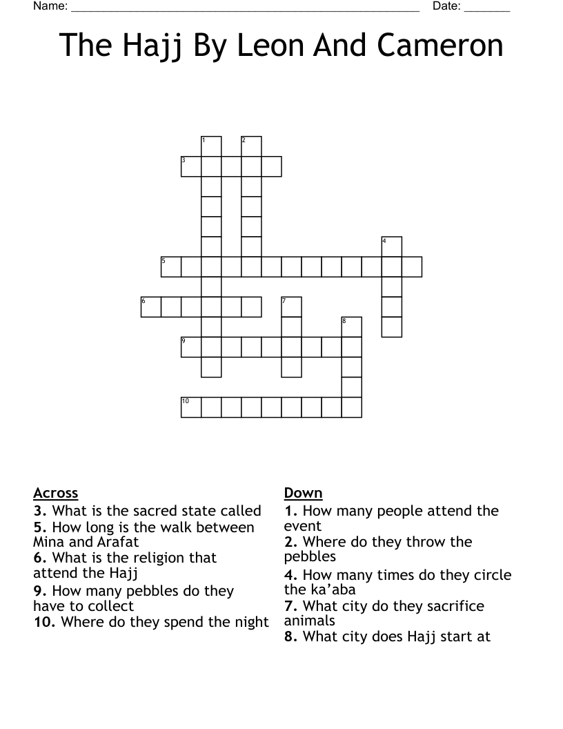 The Hajj By Leon And Cameron Crossword