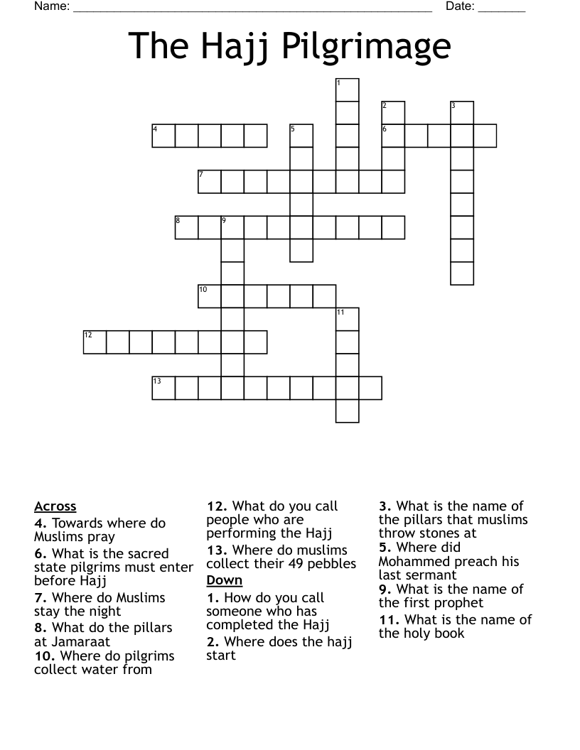 The Hajj Pilgrimage  Crossword