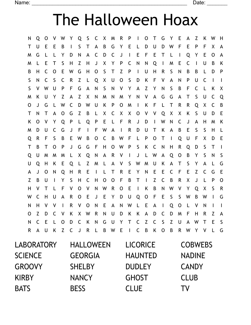The Halloween Hoax Word Search