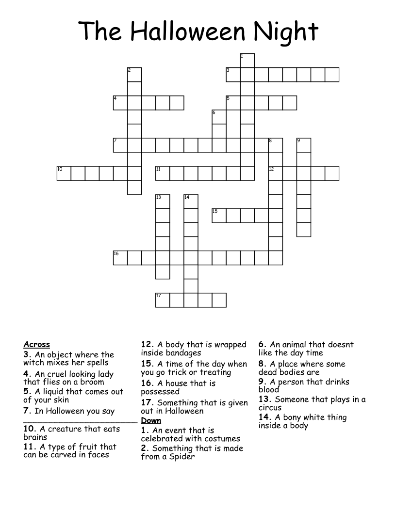 The Halloween Night Crossword
