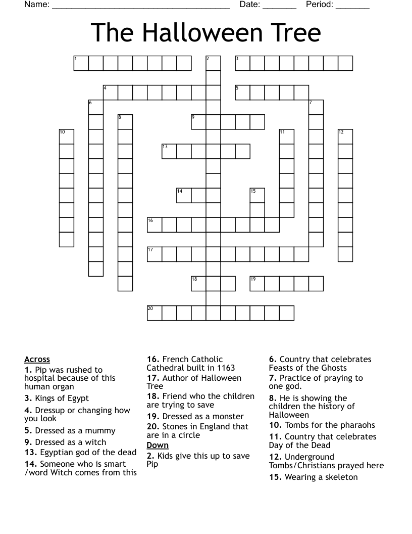The Halloween Tree Crossword