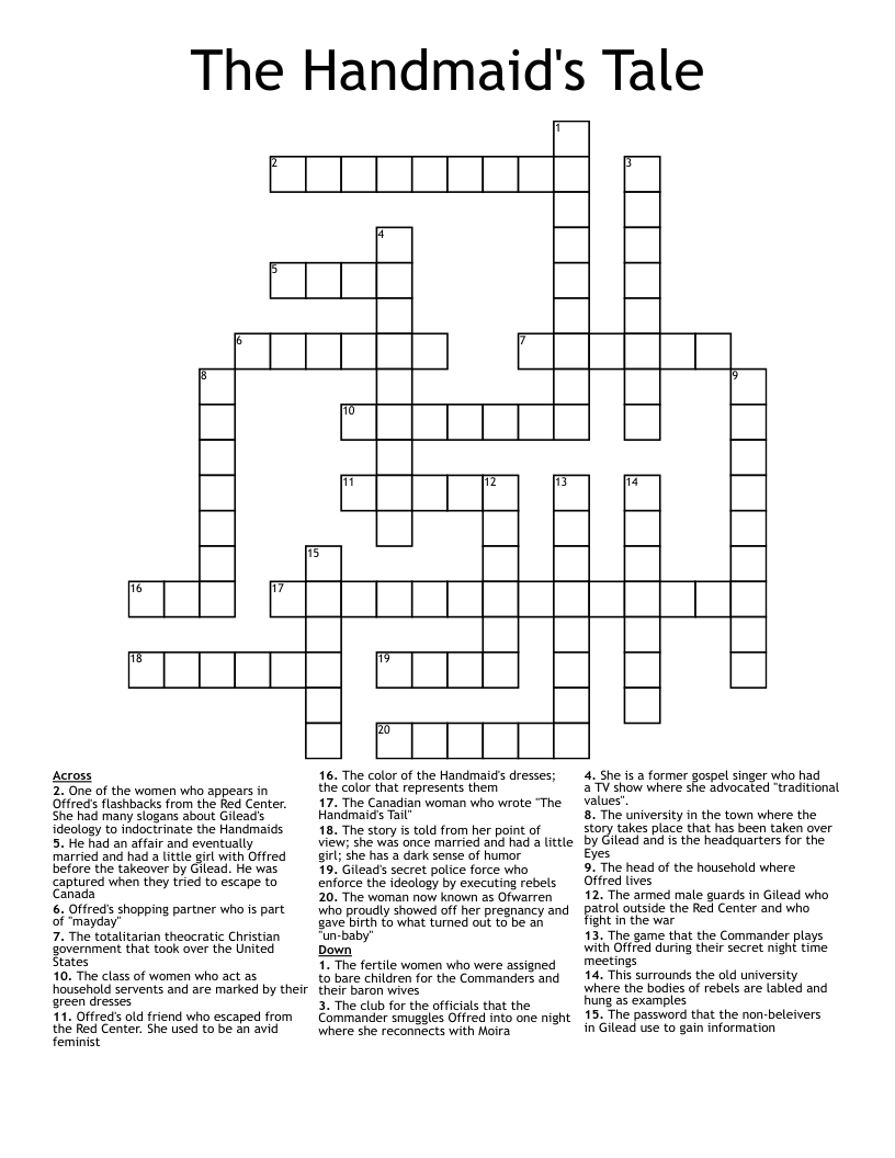 The Handmaid's Tale Crossword