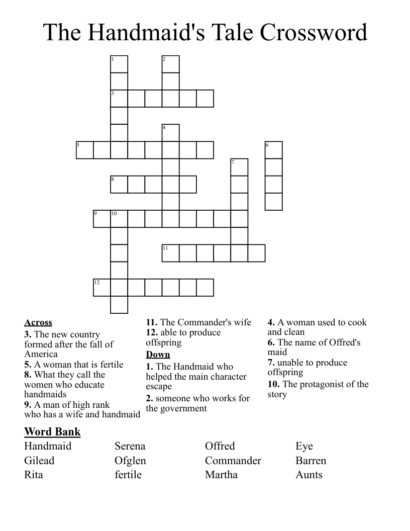The Handmaid's Tale Crossword