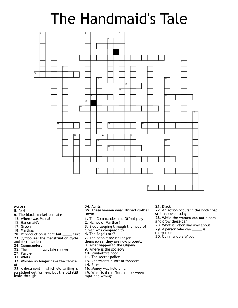 The Handmaid's Tale  Crossword