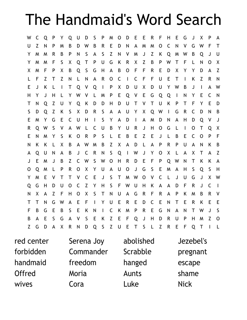 The Handmaid's Word Search