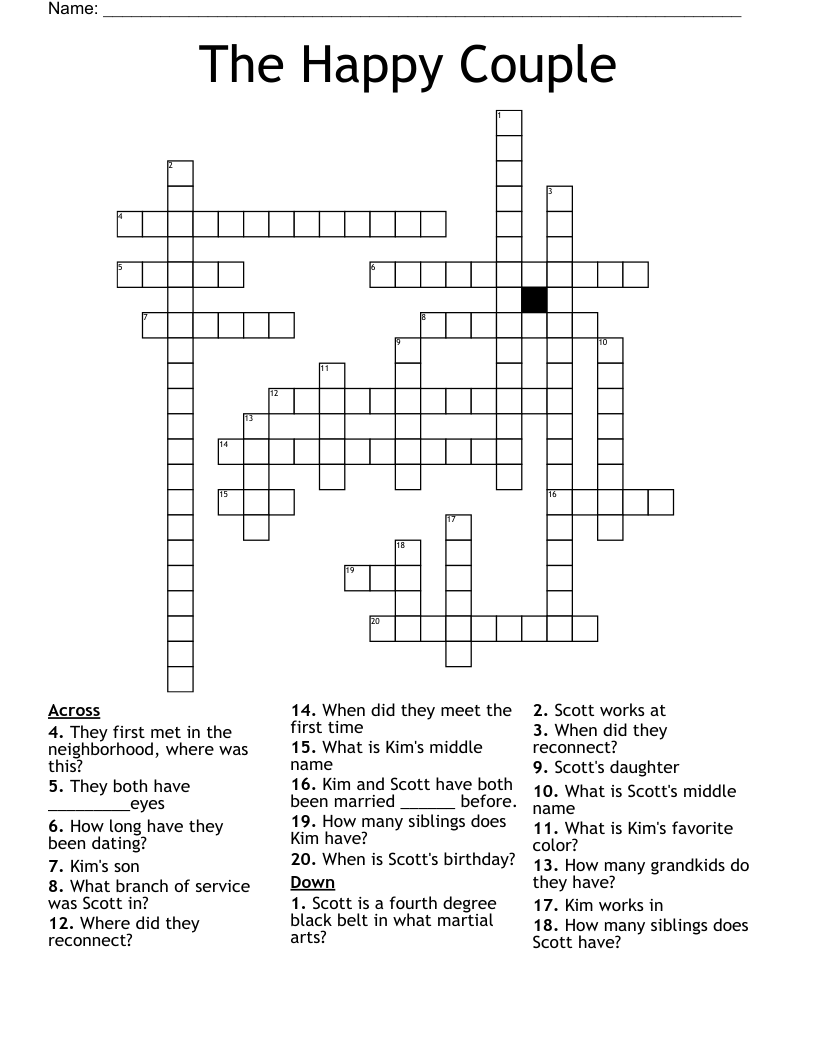 The Happy Couple Crossword