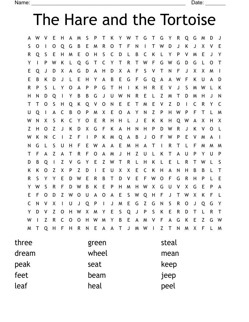 The Hare and the Tortoise Word Search