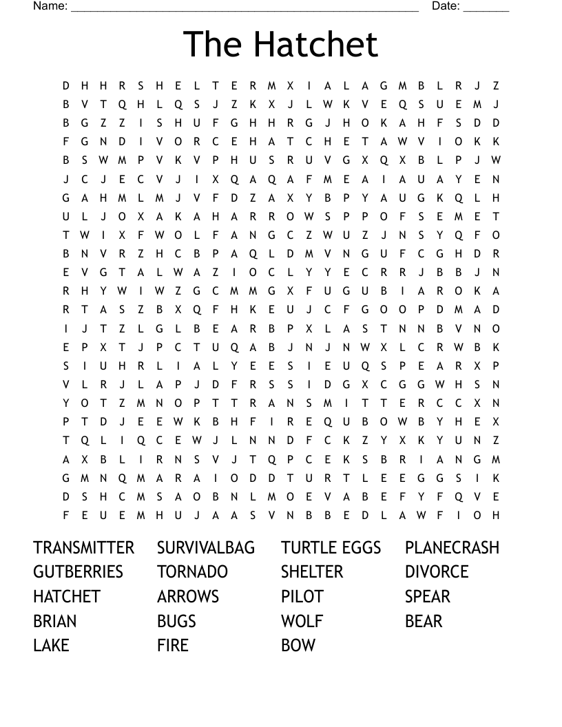 The Hatchet Word Search