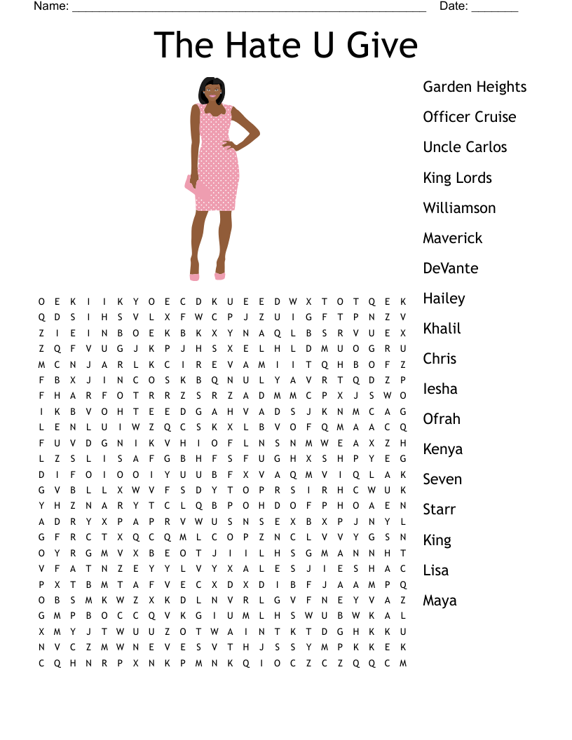 The Hate U Give Word Search