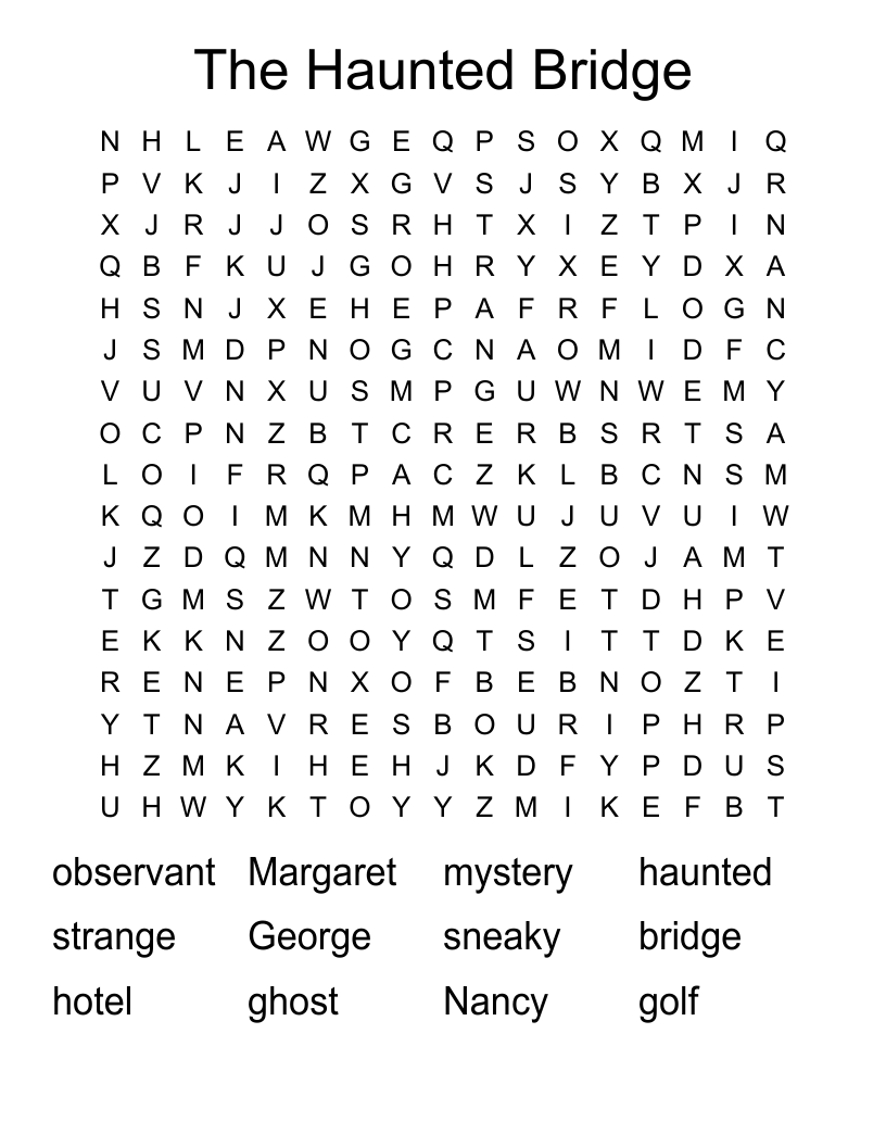 The Haunted Bridge Word Search