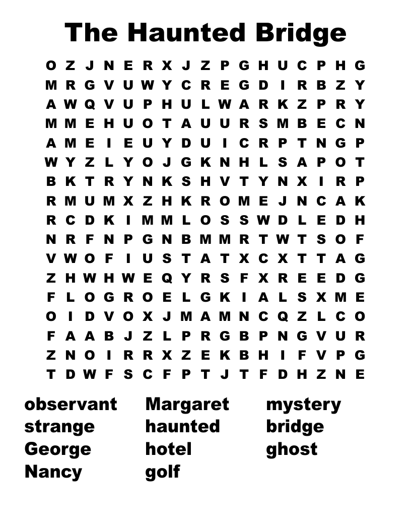 The Haunted Bridge Word Search