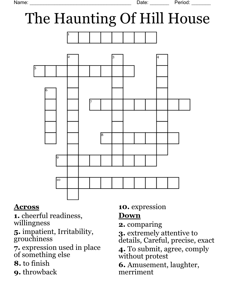 The Haunting Of Hill House Crossword