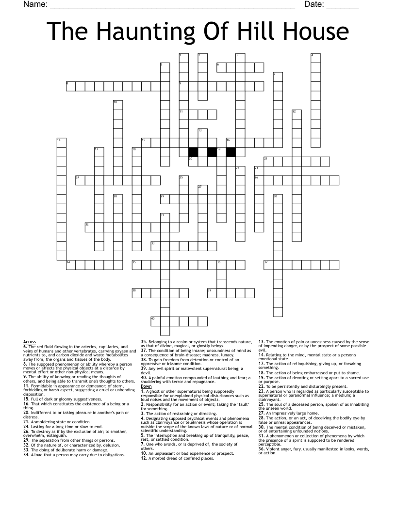 The Haunting Of Hill House Crossword