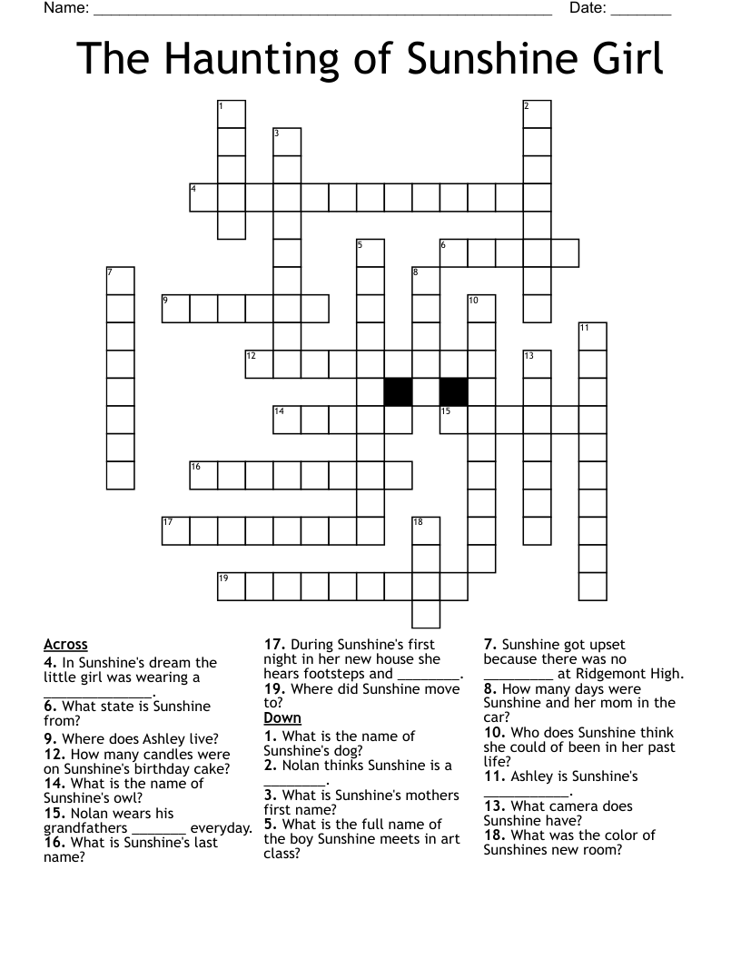 The Haunting of Sunshine Girl Crossword