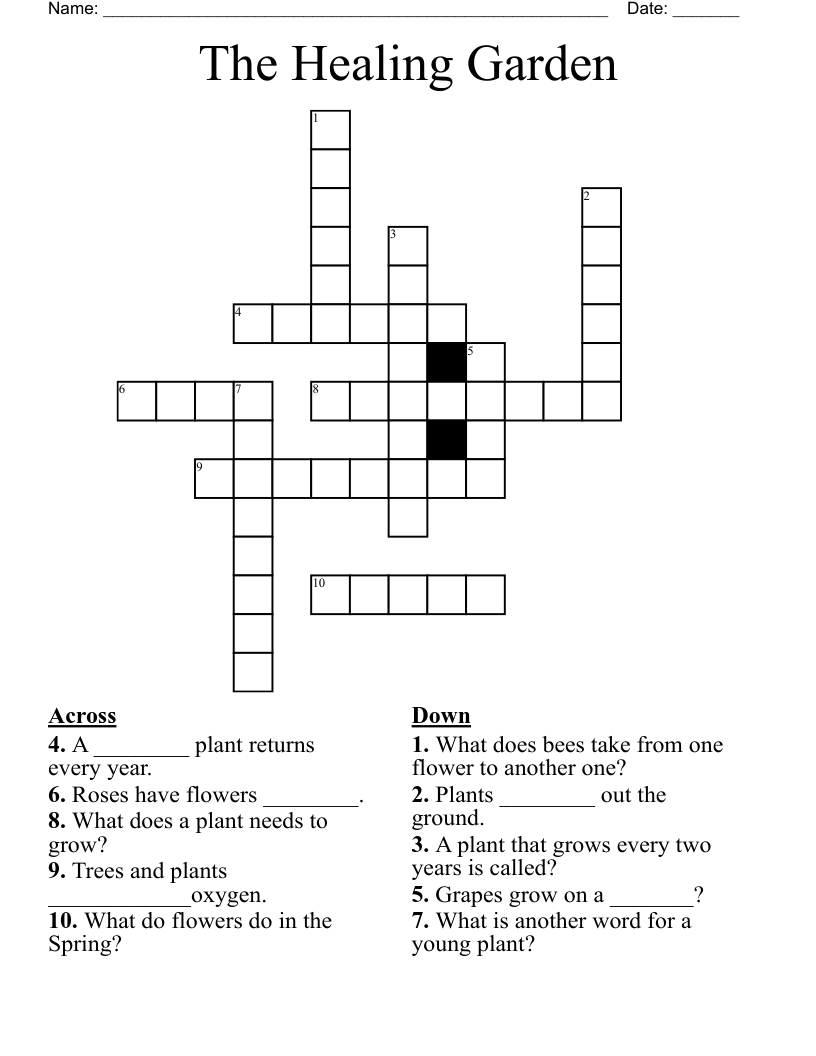 The Healing Garden Crossword