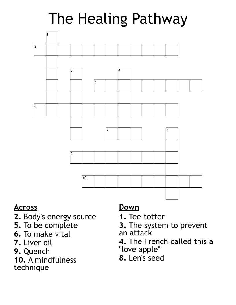 The Healing Pathway  Crossword