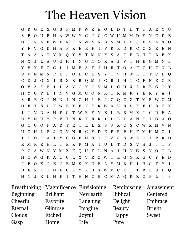 The Heaven Vision Word Search