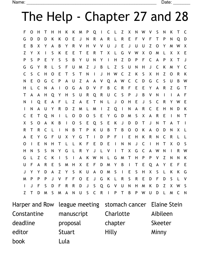 The Help - Chapter 27 and 28 Word Search