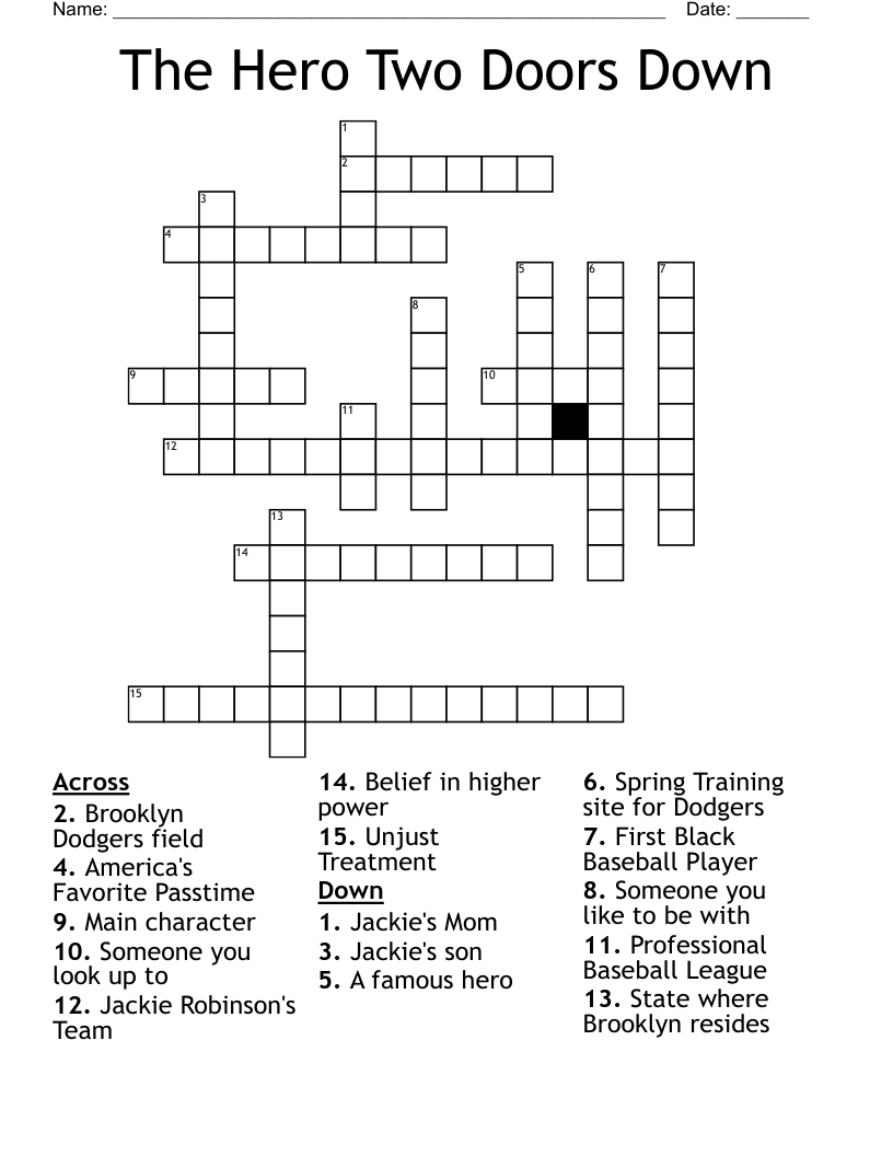 The Hero Two Doors Down Crossword