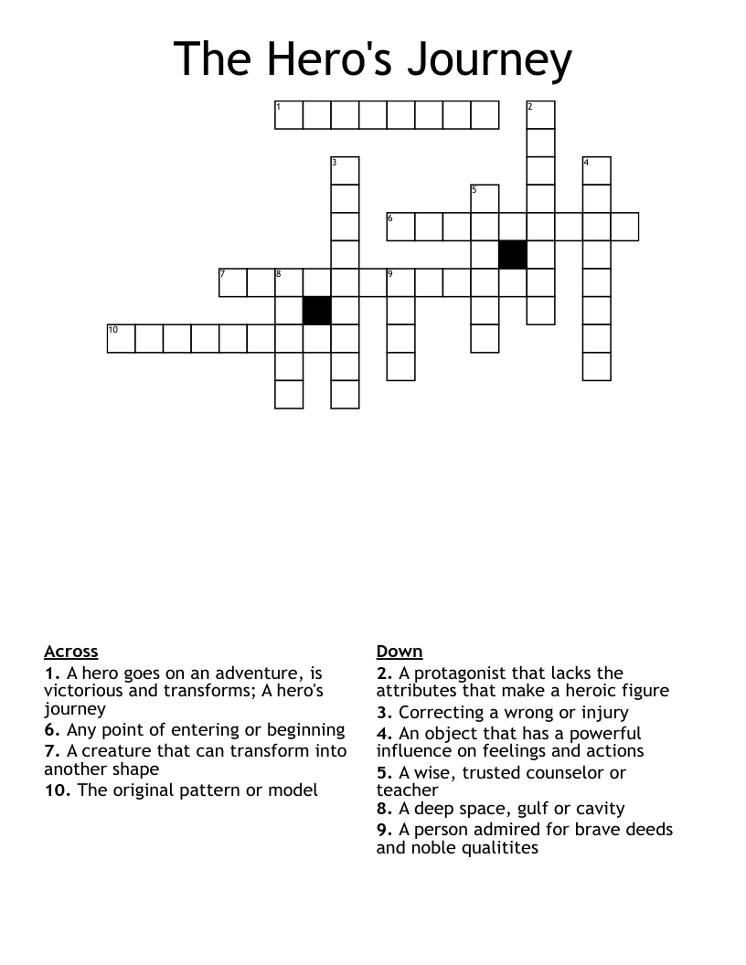 The Hero's Journey Crossword