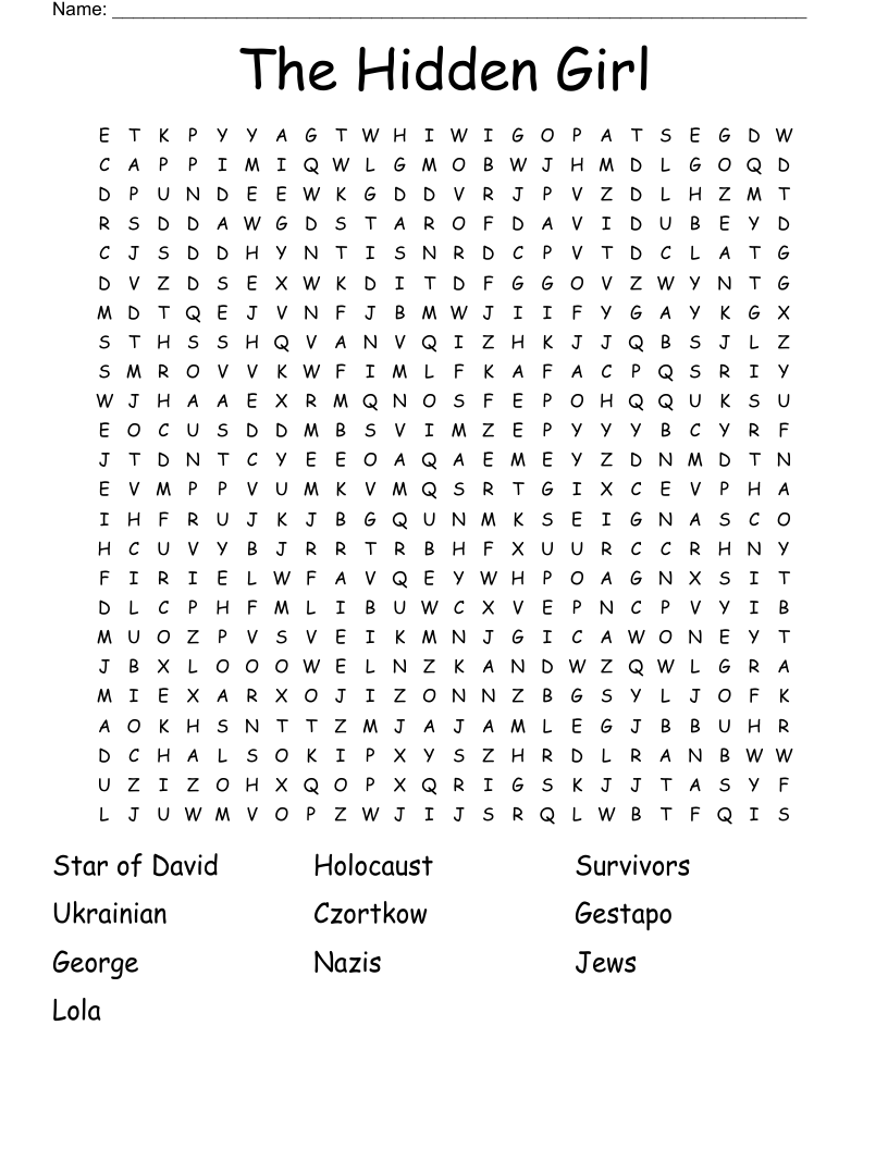 The Hidden Girl Word Search