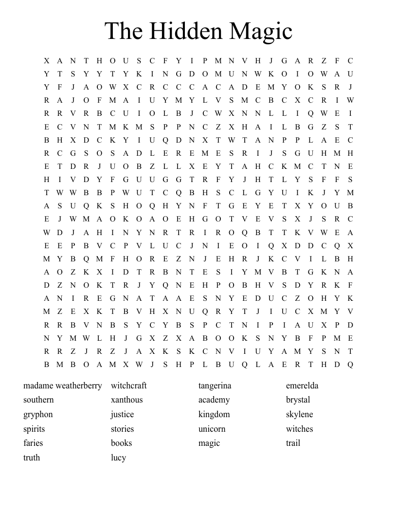The Hidden Magic Word Search