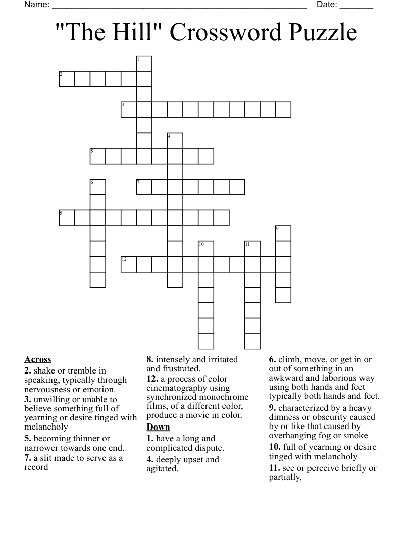 "The Hill" Crossword Puzzle
