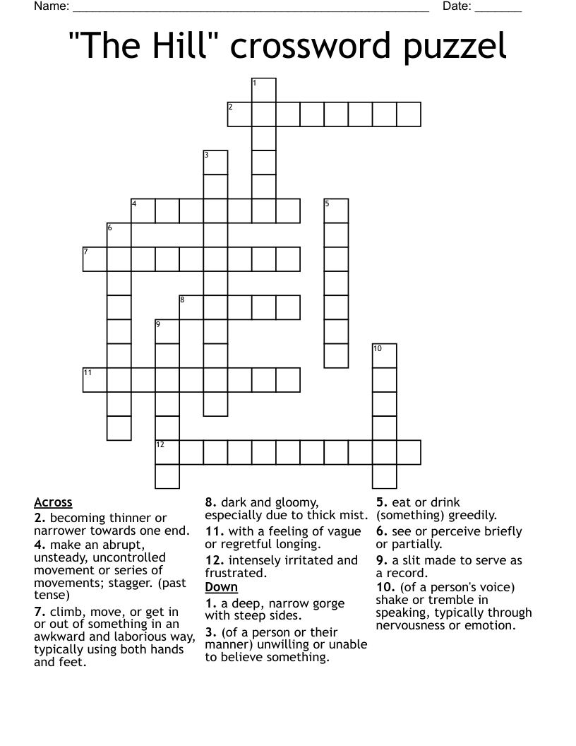 "The Hill" crossword puzzel