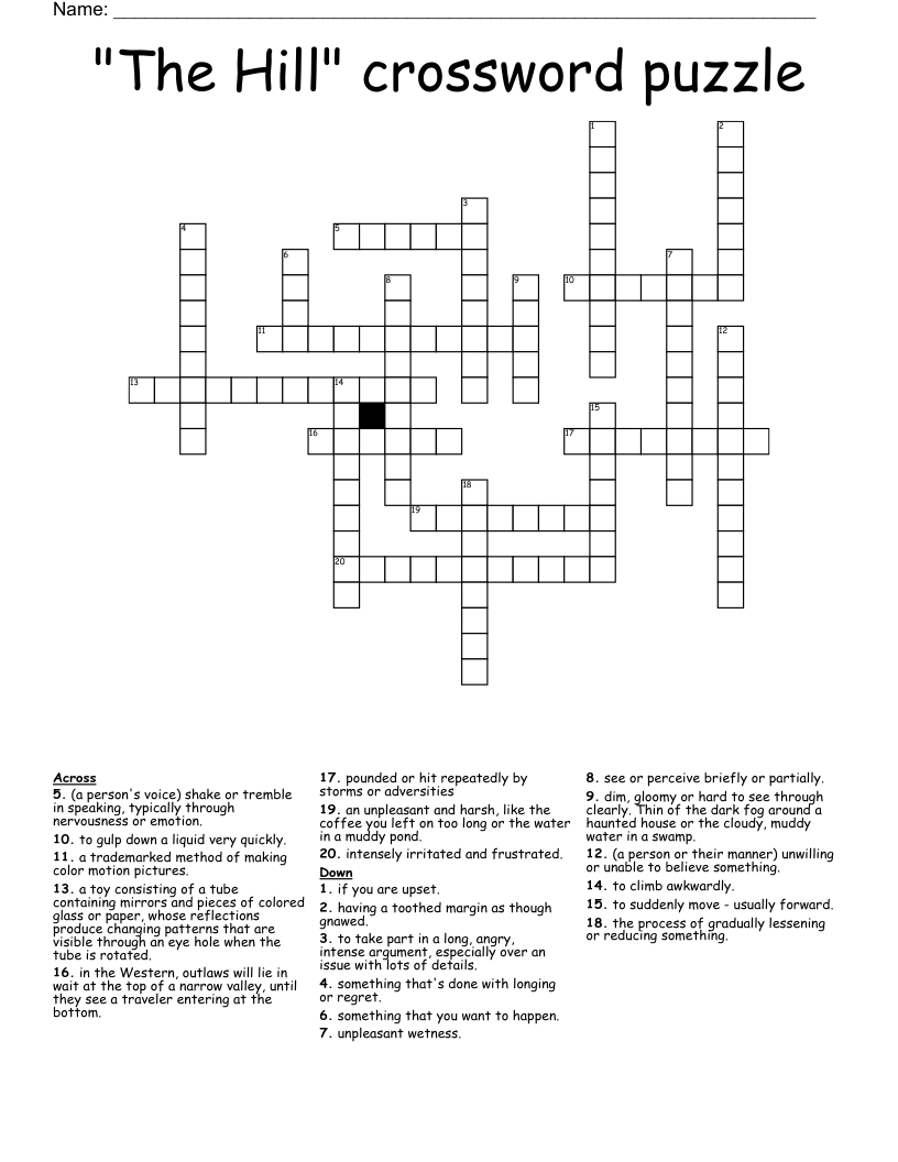 "The Hill" crossword puzzle